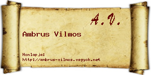 Ambrus Vilmos névjegykártya